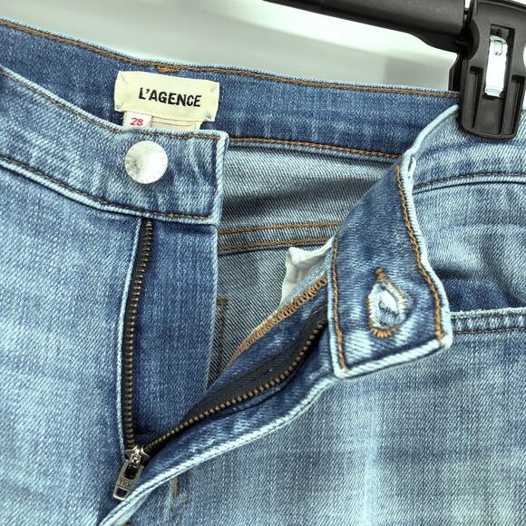 L'Agence Jeans Sz 28 El Matador Slim High Rise Ripped Distressed Raw Hem Cropped - Picture 4 of 8